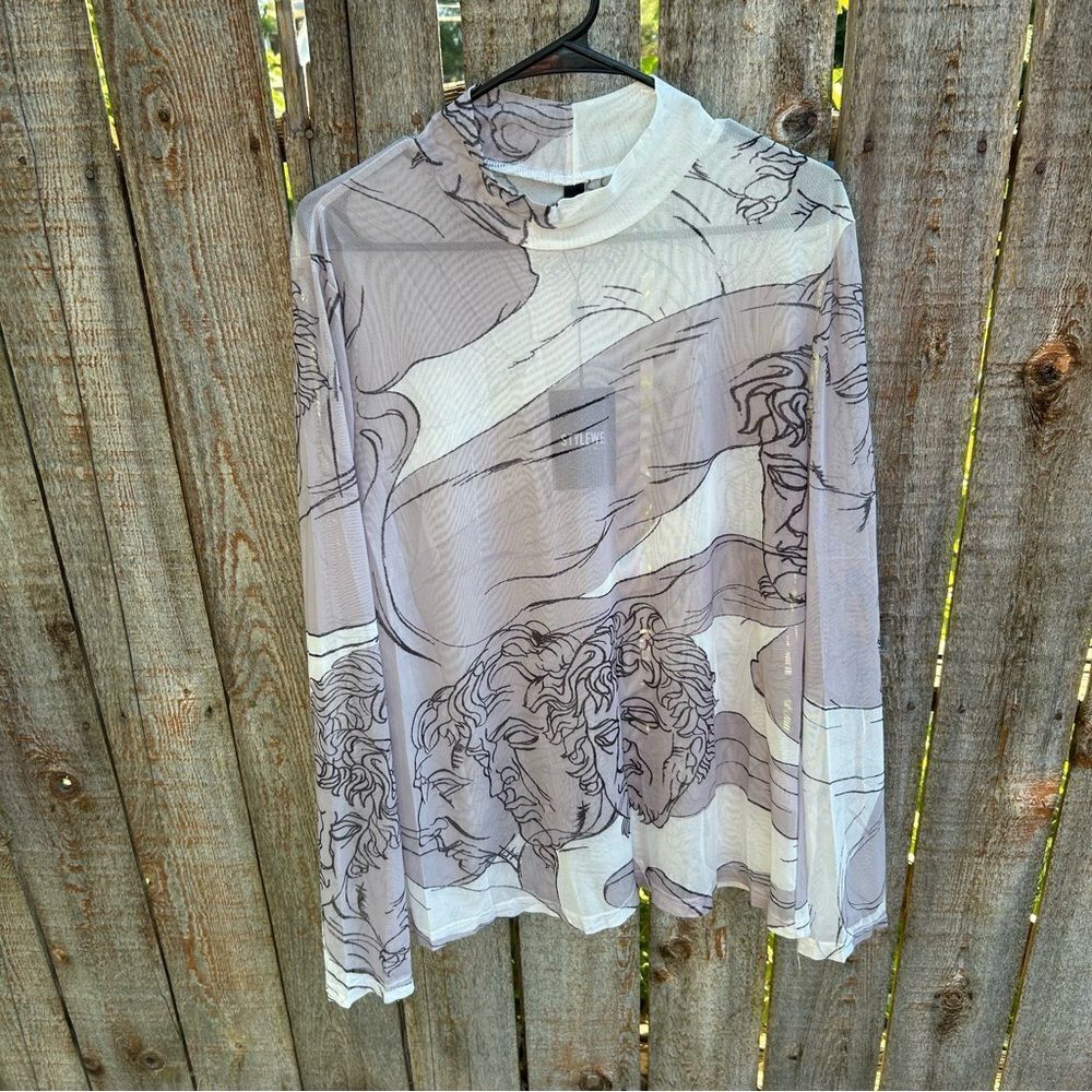 Stylewe blouse sheet long sleeve turtle neck style neckline size 2xl.